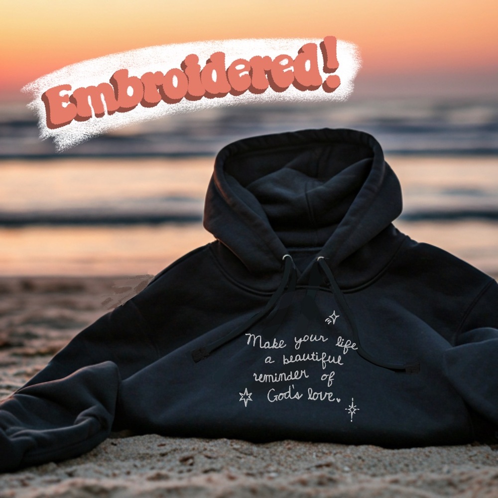 Embroidered Hoodie With Inspirational Quote from Hppy Hoodies stars heart